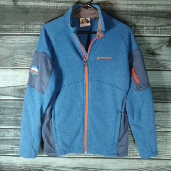 Spyder Men's Empire Fleece Full Zip Jacket with Pockets (xl, 427 Col Orange/Blue - Picture 1 of 3